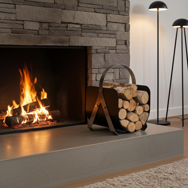 Koš na dřevo kruhový s úchytem AERO HOLD 3