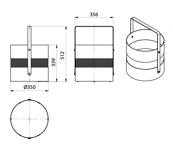 Koš na dřevo kruhový s úchytem AERO HOLD 2